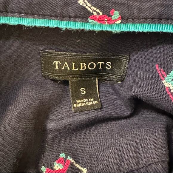 Talbots Size Small Navy Blue Oxford Shirt with Embroidered Skiers - Picture 7 of 7